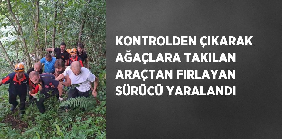KONTROLDEN ÇIKARAK AĞAÇLARA TAKILAN ARAÇTAN FIRLAYAN SÜRÜCÜ YARALANDI
