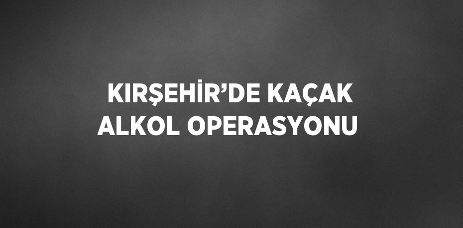 KIRŞEHİR’DE KAÇAK ALKOL OPERASYONU