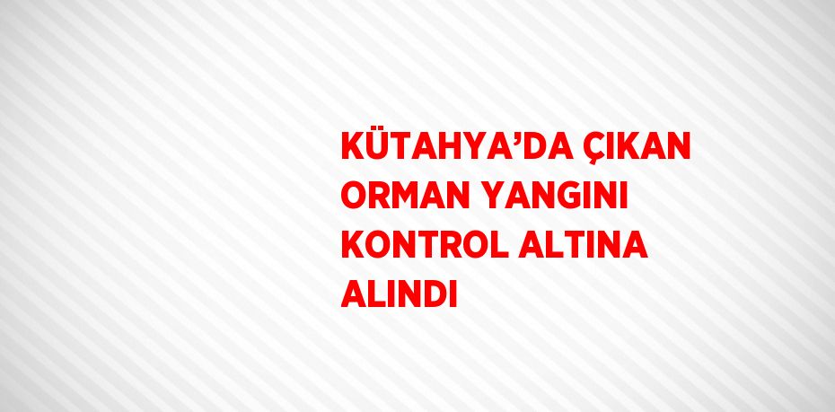 KÜTAHYA’DA ÇIKAN ORMAN YANGINI KONTROL ALTINA ALINDI