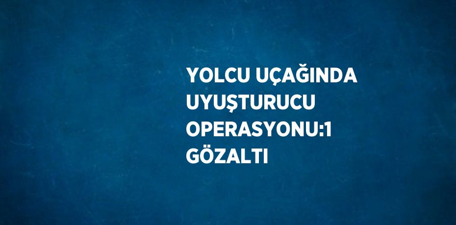 YOLCU UÇAĞINDA UYUŞTURUCU OPERASYONU:1 GÖZALTI