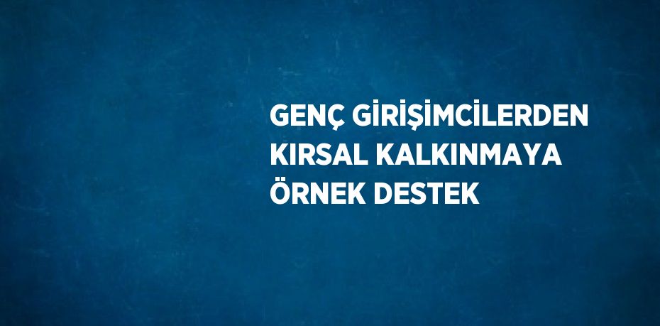 GENÇ GİRİŞİMCİLERDEN KIRSAL KALKINMAYA ÖRNEK DESTEK
