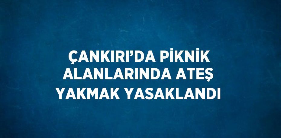 ÇANKIRI’DA PİKNİK ALANLARINDA ATEŞ YAKMAK YASAKLANDI