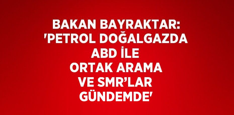 BAKAN BAYRAKTAR: 'PETROL DOĞALGAZDA ABD İLE ORTAK ARAMA VE SMR’LAR GÜNDEMDE'