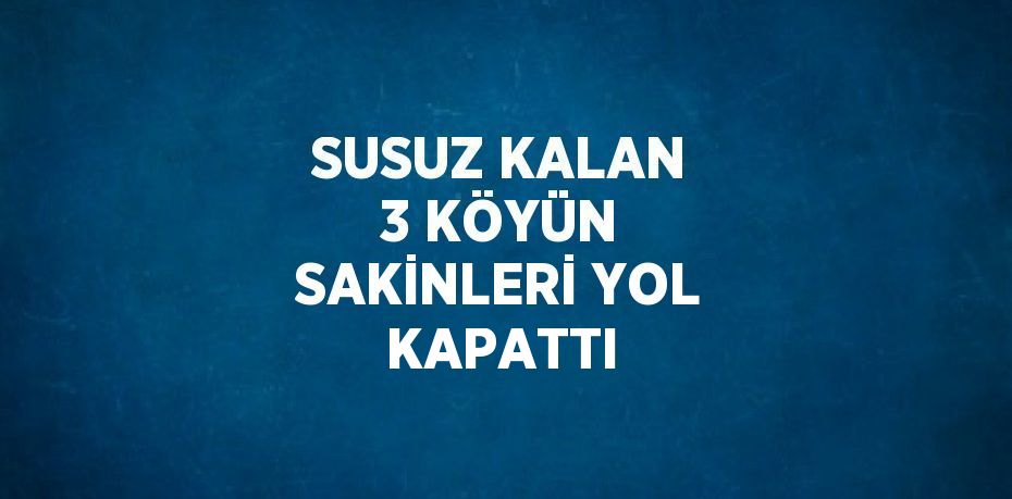 SUSUZ KALAN 3 KÖYÜN SAKİNLERİ YOL KAPATTI