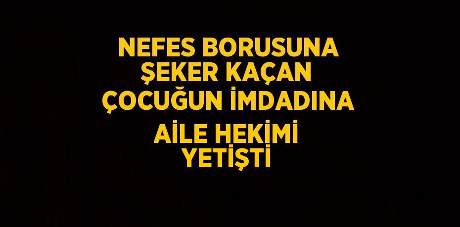 NEFES BORUSUNA ŞEKER KAÇAN ÇOCUĞUN İMDADINA AİLE HEKİMİ YETİŞTİ