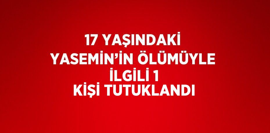 17 YAŞINDAKİ YASEMİN’İN ÖLÜMÜYLE İLGİLİ 1 KİŞİ TUTUKLANDI