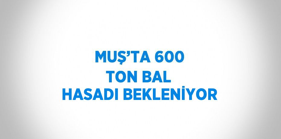 MUŞ’TA 600 TON BAL HASADI BEKLENİYOR