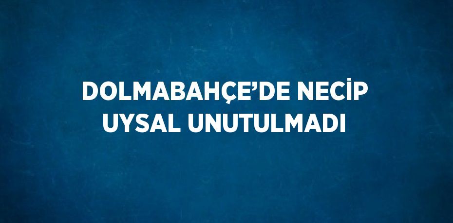 DOLMABAHÇE’DE NECİP UYSAL UNUTULMADI