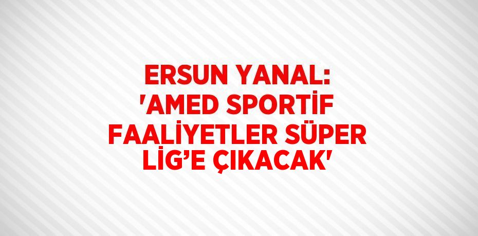 ERSUN YANAL: 'AMED SPORTİF FAALİYETLER SÜPER LİG’E ÇIKACAK'