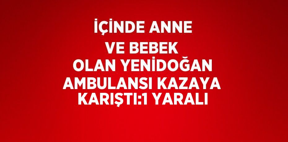 İÇİNDE ANNE VE BEBEK OLAN YENİDOĞAN AMBULANSI KAZAYA KARIŞTI:1 YARALI