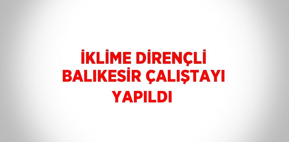 İKLİME DİRENÇLİ BALIKESİR ÇALIŞTAYI YAPILDI
