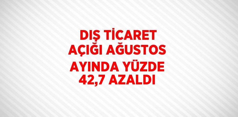 DIŞ TİCARET AÇIĞI AĞUSTOS AYINDA YÜZDE 42,7 AZALDI