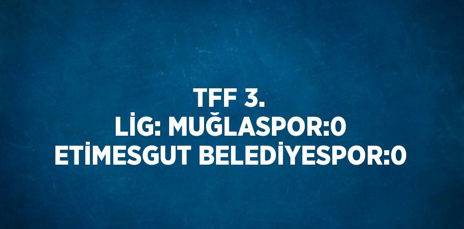 TFF 3. LİG: MUĞLASPOR:0 ETİMESGUT BELEDİYESPOR:0