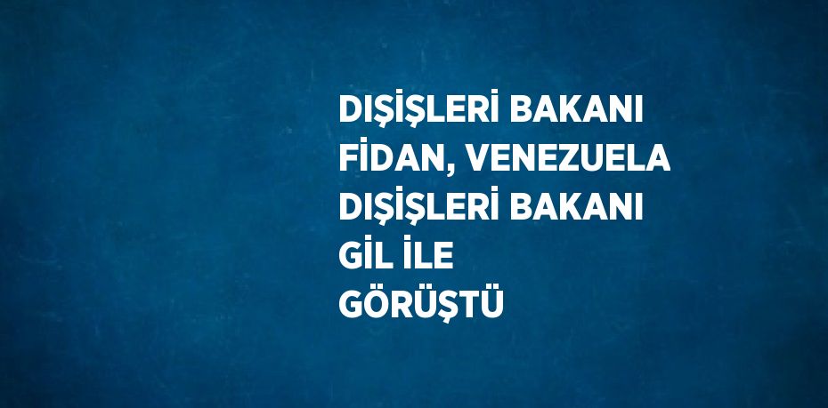 DIŞİŞLERİ BAKANI FİDAN, VENEZUELA DIŞİŞLERİ BAKANI GİL İLE GÖRÜŞTÜ