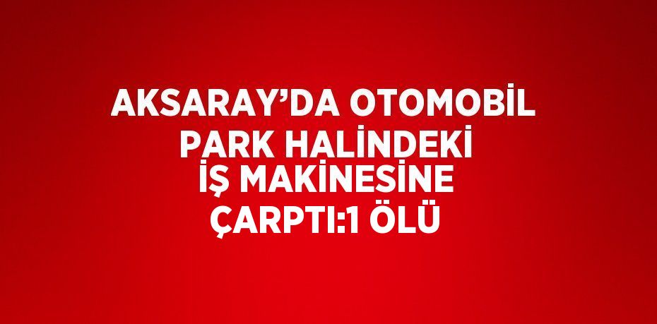 AKSARAY’DA OTOMOBİL PARK HALİNDEKİ İŞ MAKİNESİNE ÇARPTI:1 ÖLÜ