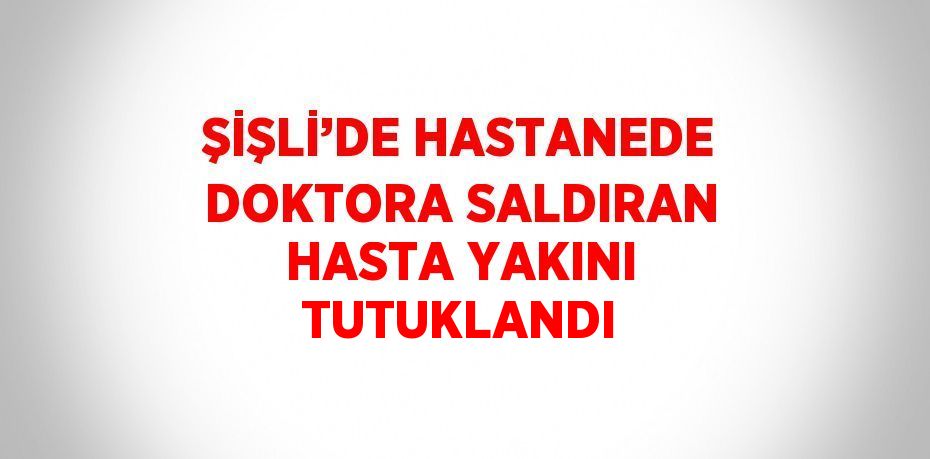 ŞİŞLİ’DE HASTANEDE DOKTORA SALDIRAN HASTA YAKINI TUTUKLANDI