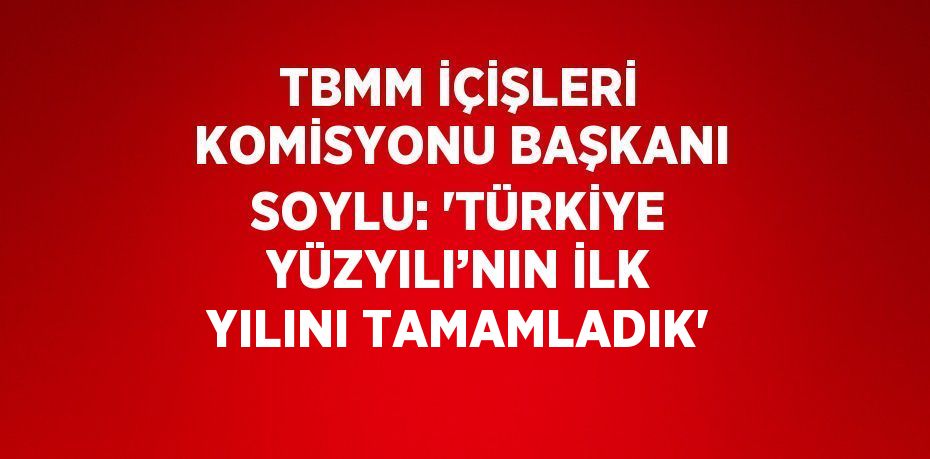 TBMM İÇİŞLERİ KOMİSYONU BAŞKANI SOYLU: 'TÜRKİYE YÜZYILI’NIN İLK YILINI TAMAMLADIK'