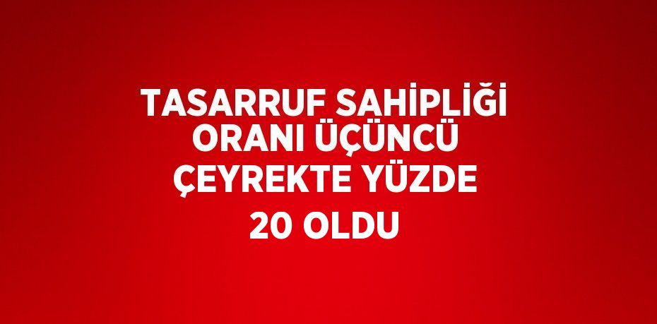 TASARRUF SAHİPLİĞİ ORANI ÜÇÜNCÜ ÇEYREKTE YÜZDE 20 OLDU