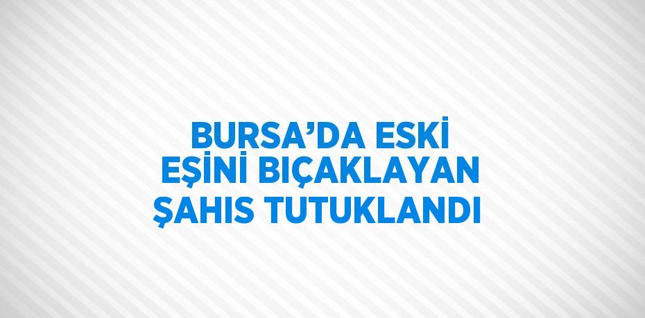 BURSA’DA ESKİ EŞİNİ BIÇAKLAYAN ŞAHIS TUTUKLANDI