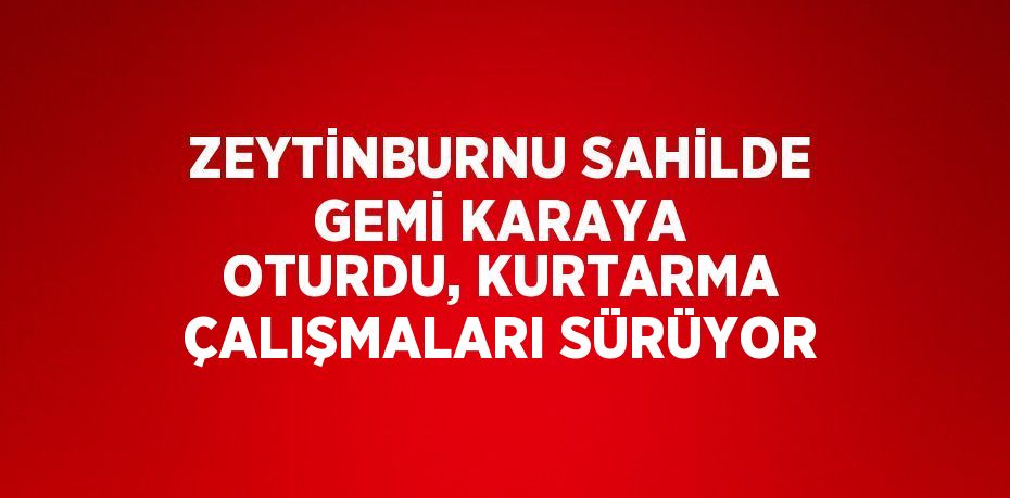 ZEYTİNBURNU SAHİLDE GEMİ KARAYA OTURDU, KURTARMA ÇALIŞMALARI SÜRÜYOR