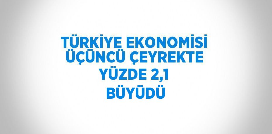 TÜRKİYE EKONOMİSİ ÜÇÜNCÜ ÇEYREKTE YÜZDE 2,1  BÜYÜDÜ