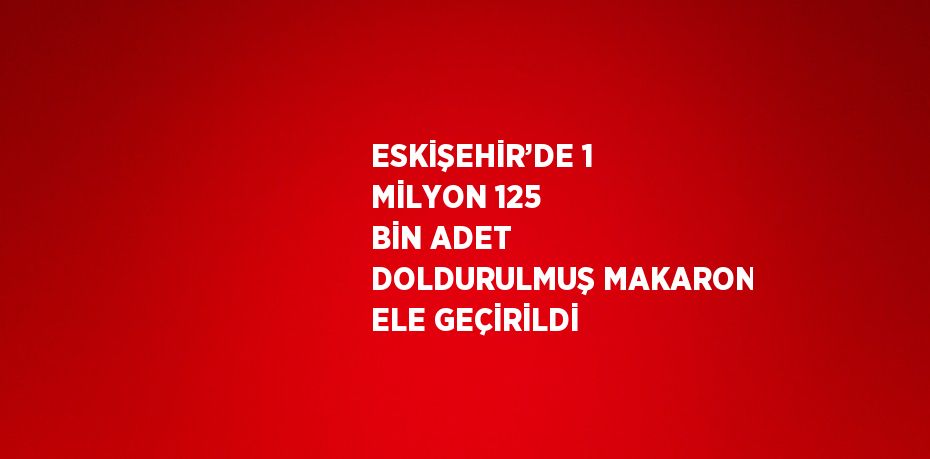 ESKİŞEHİR’DE 1 MİLYON 125 BİN ADET DOLDURULMUŞ MAKARON ELE GEÇİRİLDİ