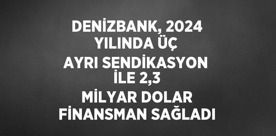 DENİZBANK, 2024 YILINDA ÜÇ AYRI SENDİKASYON İLE 2,3 MİLYAR DOLAR FİNANSMAN SAĞLADI