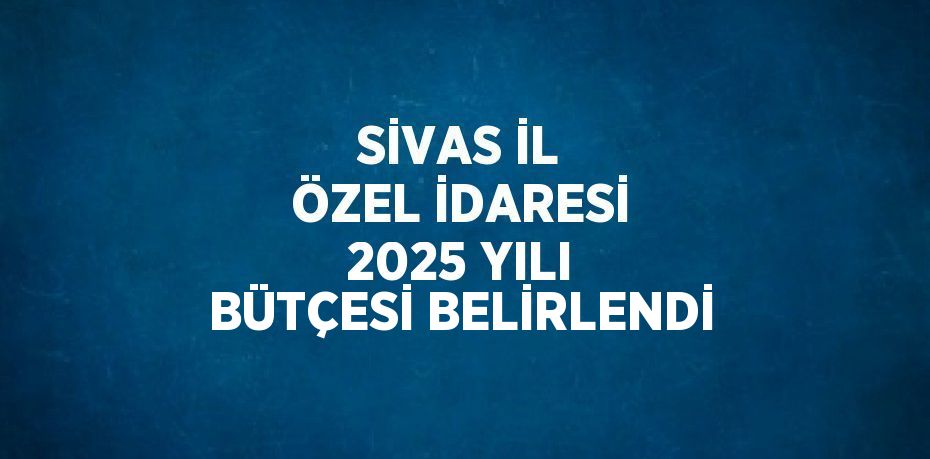 SİVAS İL ÖZEL İDARESİ 2025 YILI BÜTÇESİ BELİRLENDİ