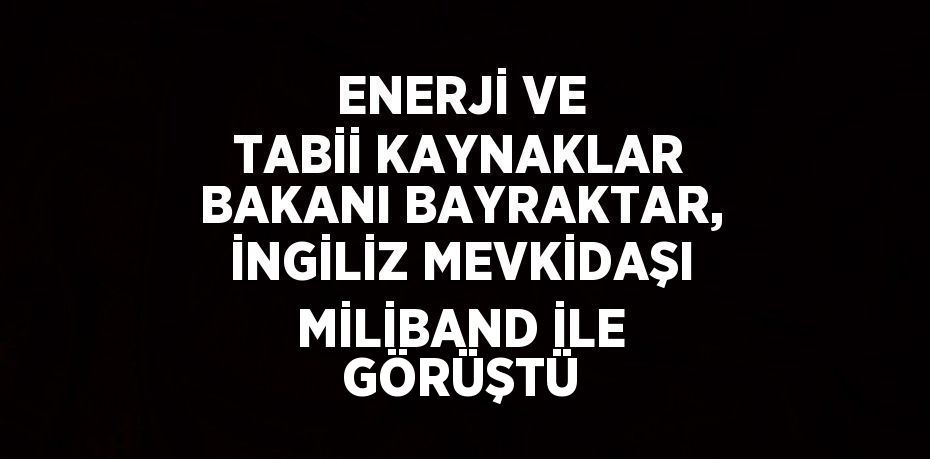 ENERJİ VE TABİİ KAYNAKLAR BAKANI BAYRAKTAR, İNGİLİZ MEVKİDAŞI MİLİBAND İLE GÖRÜŞTÜ