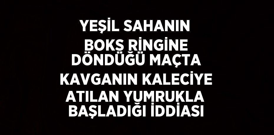 YEŞİL SAHANIN BOKS RİNGİNE DÖNDÜĞÜ MAÇTA KAVGANIN KALECİYE ATILAN YUMRUKLA BAŞLADIĞI İDDİASI