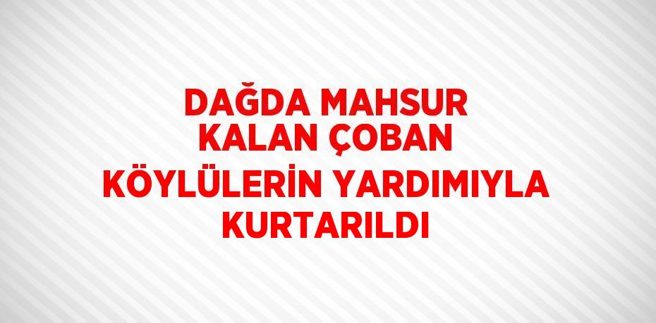 DAĞDA MAHSUR KALAN ÇOBAN KÖYLÜLERİN YARDIMIYLA KURTARILDI