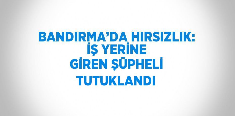 BANDIRMA’DA HIRSIZLIK: İŞ YERİNE GİREN ŞÜPHELİ TUTUKLANDI