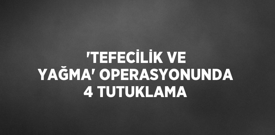 'TEFECİLİK VE YAĞMA' OPERASYONUNDA 4 TUTUKLAMA