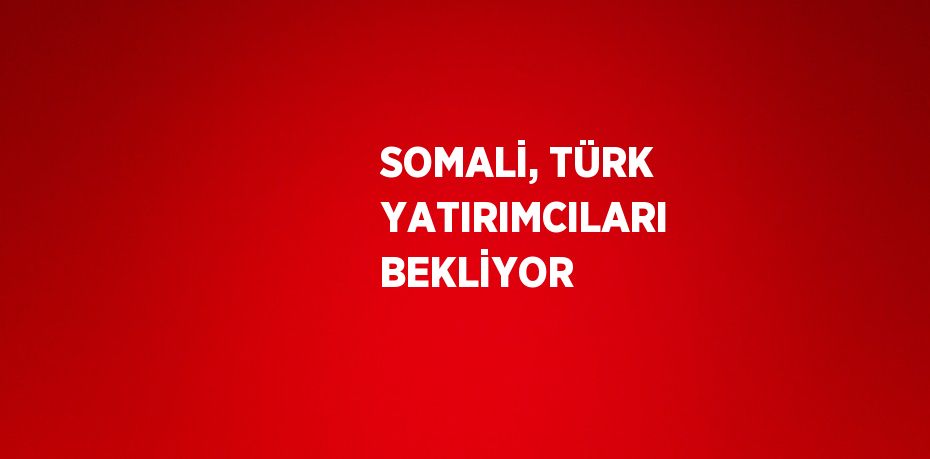 SOMALİ, TÜRK YATIRIMCILARI BEKLİYOR