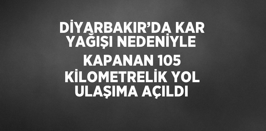 DİYARBAKIR’DA KAR YAĞIŞI NEDENİYLE KAPANAN 105 KİLOMETRELİK YOL ULAŞIMA AÇILDI