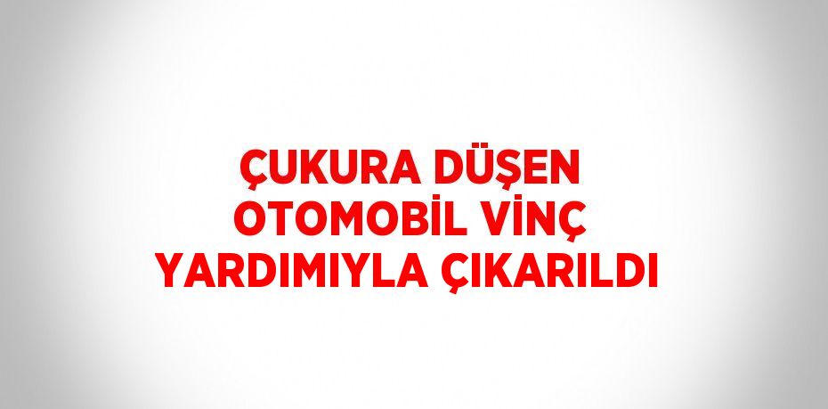 ÇUKURA DÜŞEN OTOMOBİL VİNÇ YARDIMIYLA ÇIKARILDI