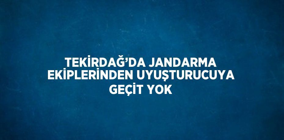 TEKİRDAĞ’DA JANDARMA EKİPLERİNDEN UYUŞTURUCUYA GEÇİT YOK