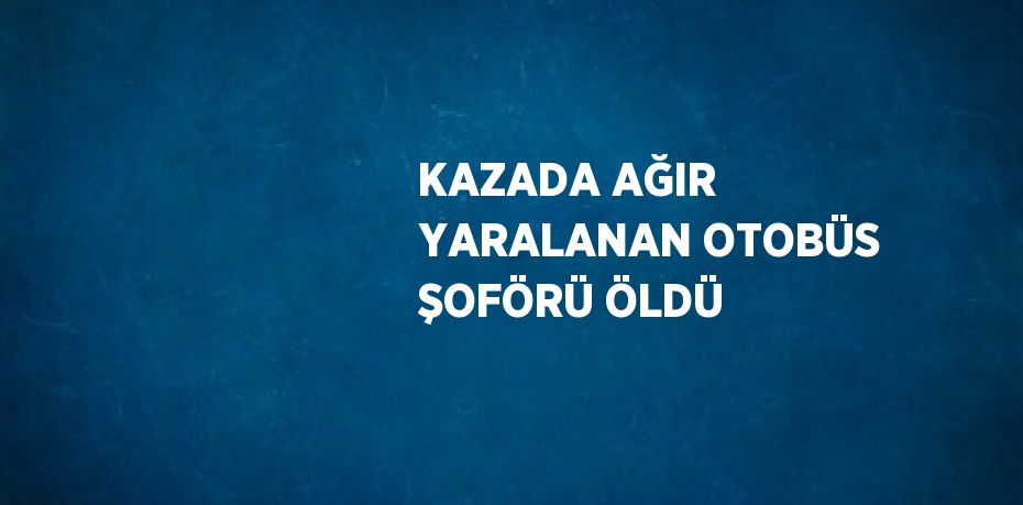 KAZADA AĞIR YARALANAN OTOBÜS ŞOFÖRÜ ÖLDÜ