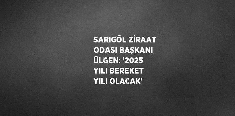 SARIGÖL ZİRAAT ODASI BAŞKANI ÜLGEN: '2025 YILI BEREKET YILI OLACAK'