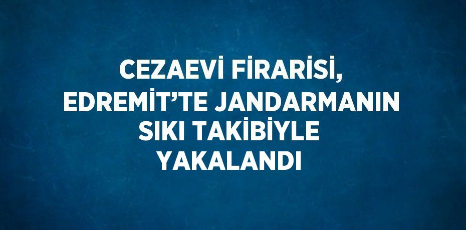 CEZAEVİ FİRARİSİ, EDREMİT’TE JANDARMANIN SIKI TAKİBİYLE YAKALANDI