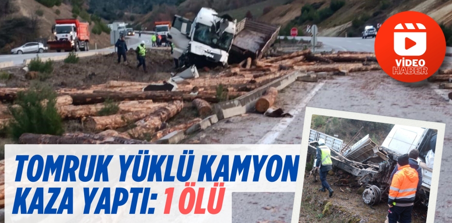 Tomruk yüklü kamyon kaza yaptı: 1 ölü