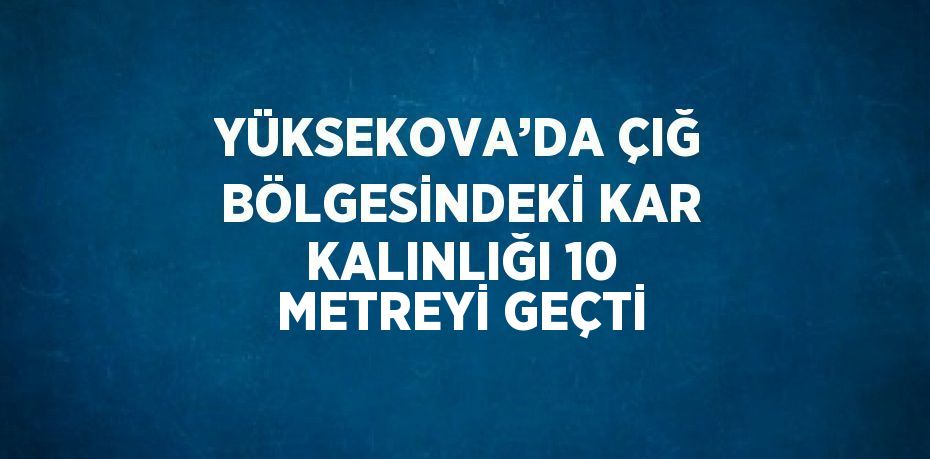 YÜKSEKOVA’DA ÇIĞ BÖLGESİNDEKİ KAR KALINLIĞI 10 METREYİ GEÇTİ