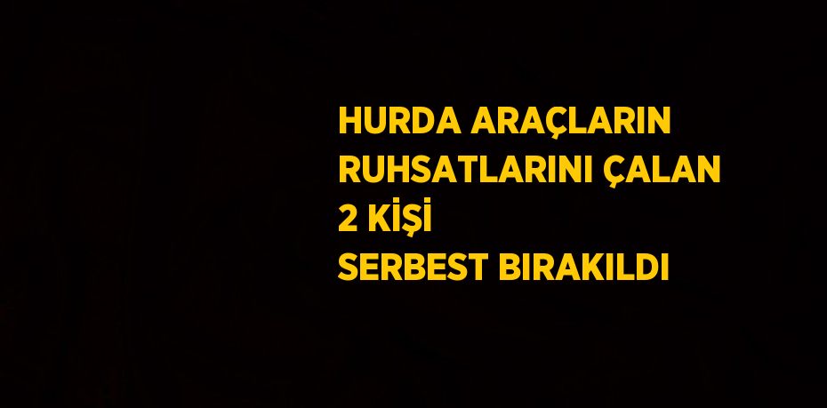 HURDA ARAÇLARIN RUHSATLARINI ÇALAN 2 KİŞİ SERBEST BIRAKILDI