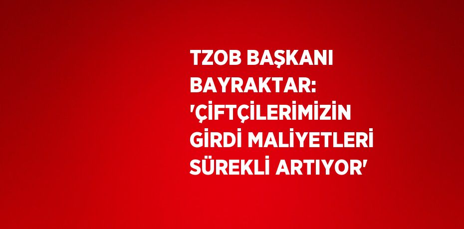 TZOB BAŞKANI BAYRAKTAR: 'ÇİFTÇİLERİMİZİN GİRDİ MALİYETLERİ SÜREKLİ ARTIYOR'