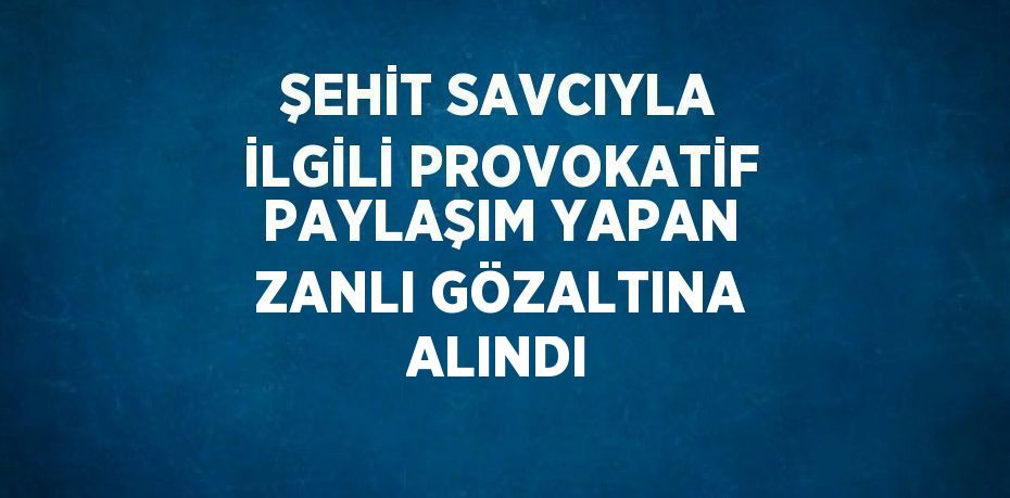 ŞEHİT SAVCIYLA İLGİLİ PROVOKATİF PAYLAŞIM YAPAN ZANLI GÖZALTINA ALINDI