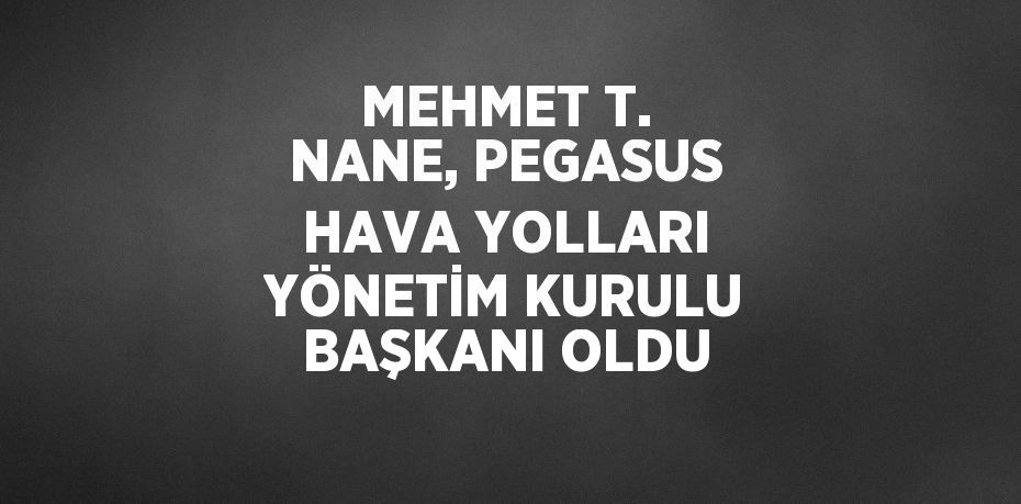 MEHMET T. NANE, PEGASUS HAVA YOLLARI YÖNETİM KURULU BAŞKANI OLDU