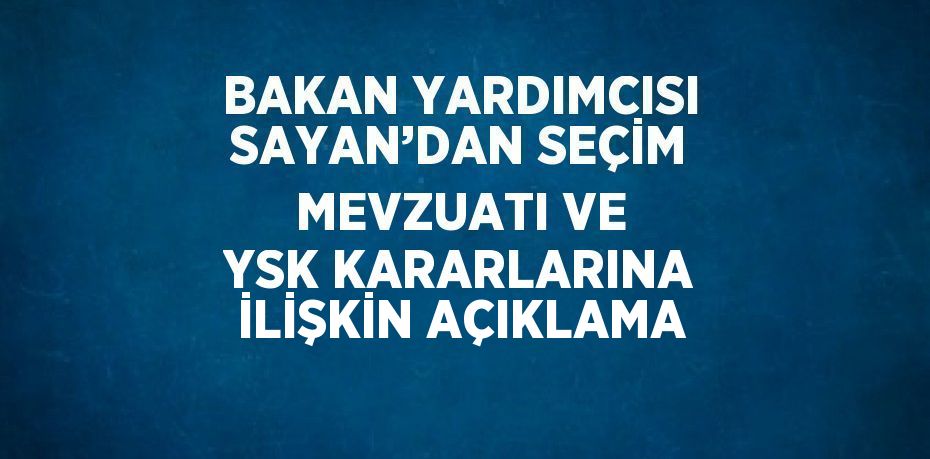 BAKAN YARDIMCISI SAYAN’DAN SEÇİM MEVZUATI VE YSK KARARLARINA İLİŞKİN AÇIKLAMA