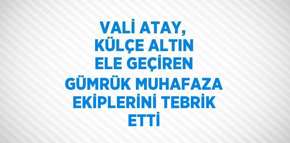 VALİ ATAY, KÜLÇE ALTIN ELE GEÇİREN GÜMRÜK MUHAFAZA EKİPLERİNİ TEBRİK ETTİ