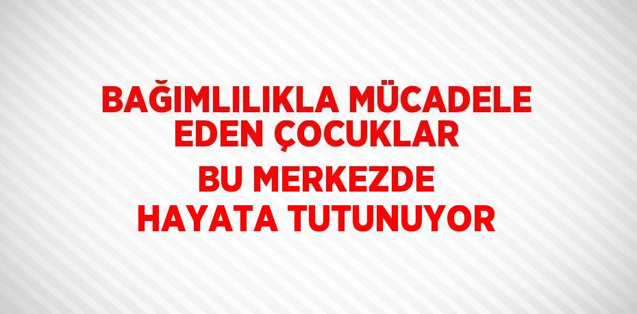 BAĞIMLILIKLA MÜCADELE EDEN ÇOCUKLAR BU MERKEZDE HAYATA TUTUNUYOR