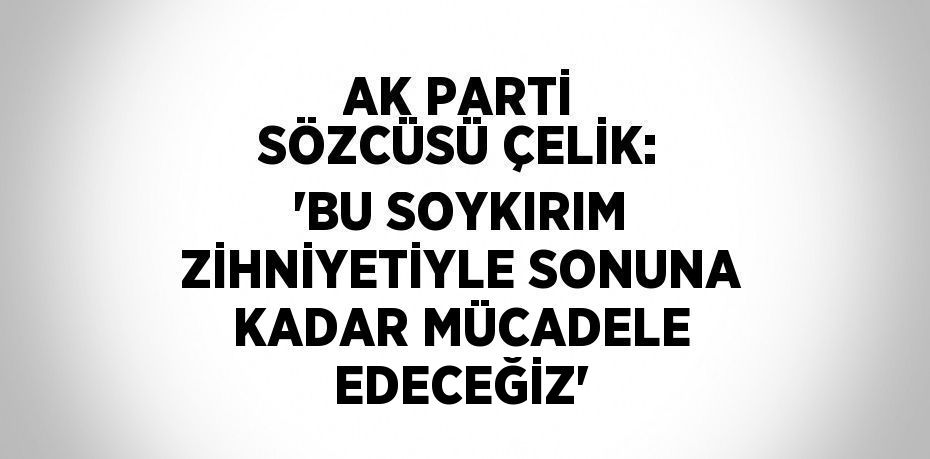 AK PARTİ SÖZCÜSÜ ÇELİK: 'BU SOYKIRIM ZİHNİYETİYLE SONUNA KADAR MÜCADELE EDECEĞİZ'